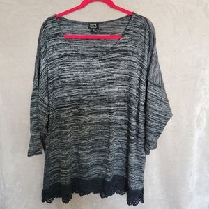Shannon Ford Grey and Black Top with Lace